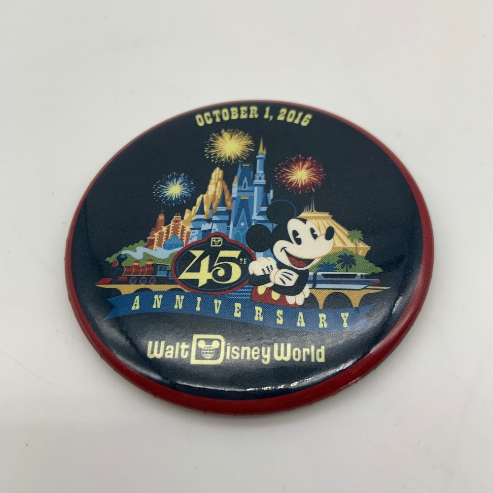 Walt Disney World 45th Anniversary 2016 Collectible Pinback Button Pin